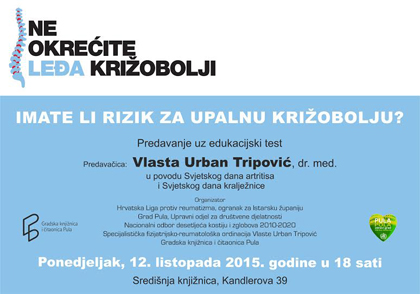 predavanje Gradska knjižnica Pula križobolja